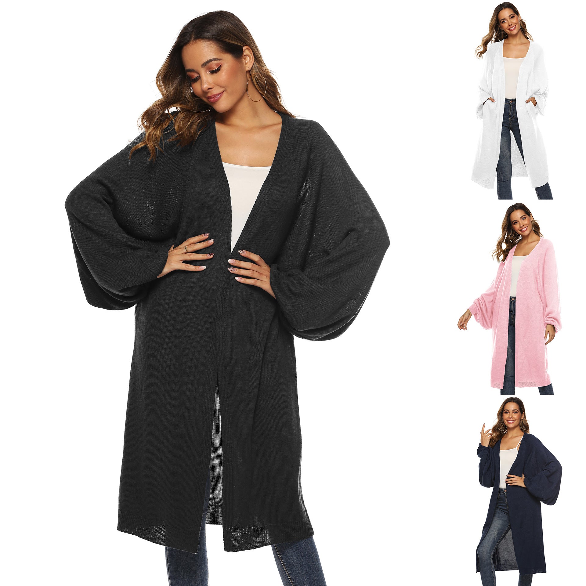 Loose Batwing Sleeve Knitted Cardigan for Women