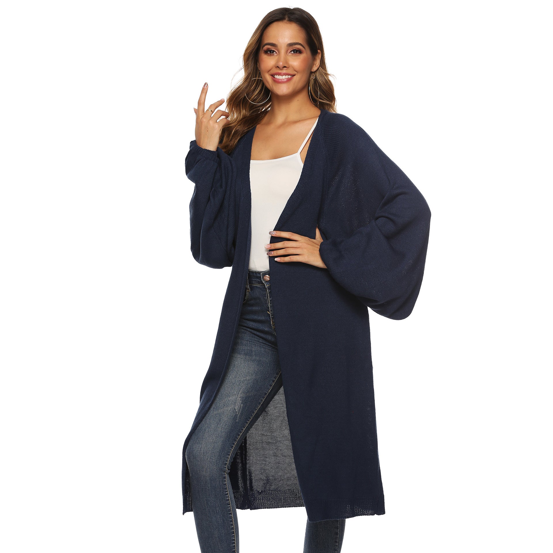 Loose Batwing Sleeve Knitted Cardigan for Women