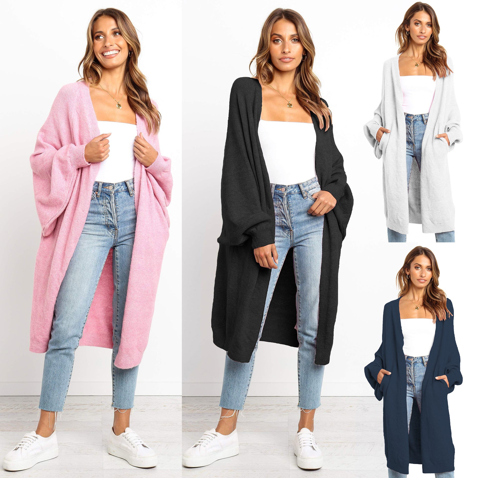 Loose Batwing Sleeve Knitted Cardigan for Women