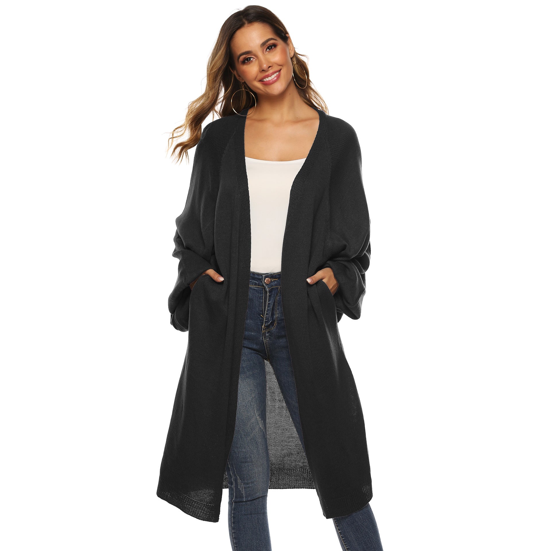 Loose Batwing Sleeve Knitted Cardigan for Women