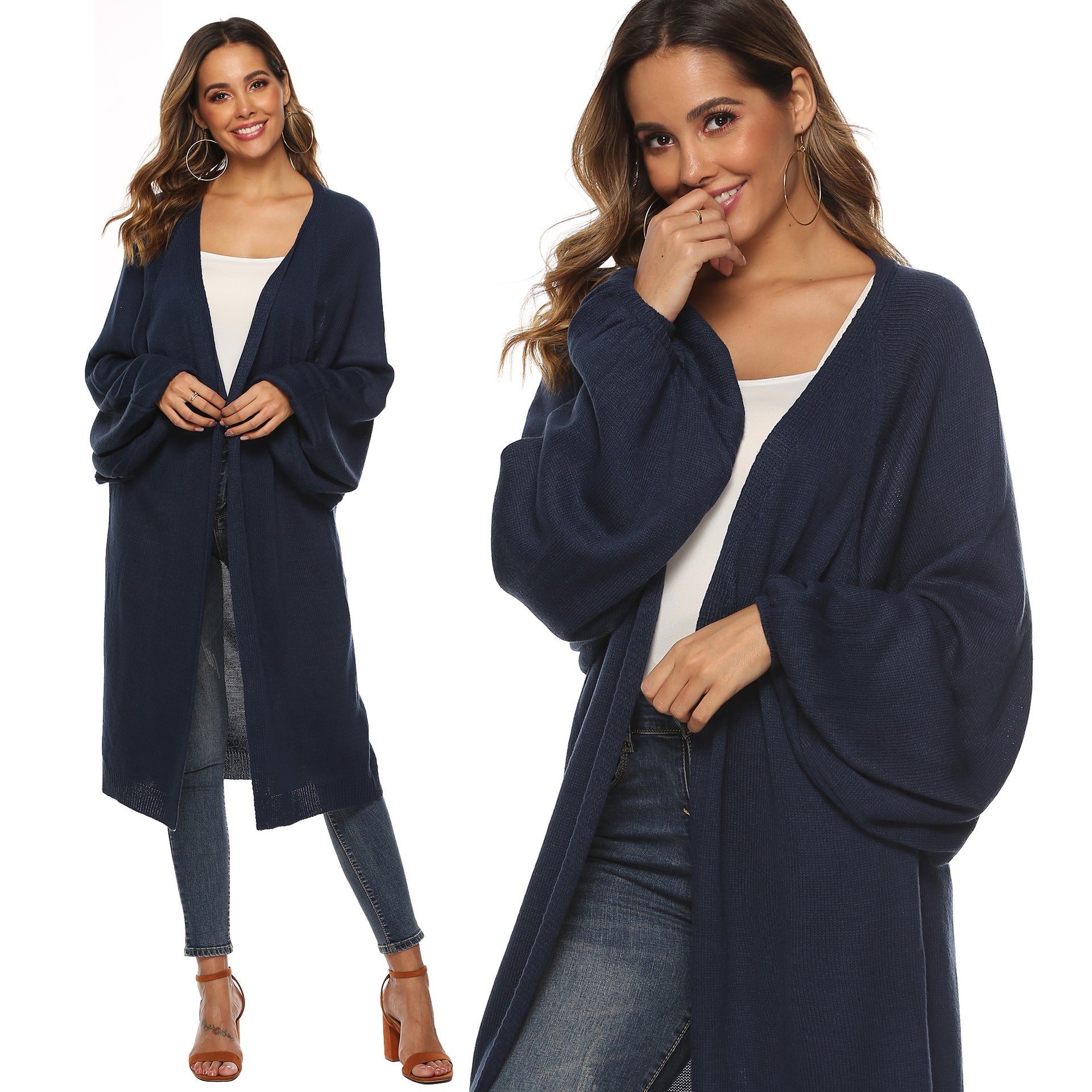 Loose Batwing Sleeve Knitted Cardigan for Women