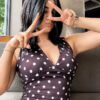 Black Polka Dot Halter Neck Dress