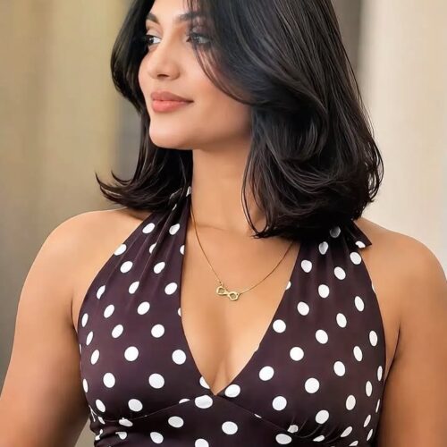 Black Polka Dot Halter Neck Dress